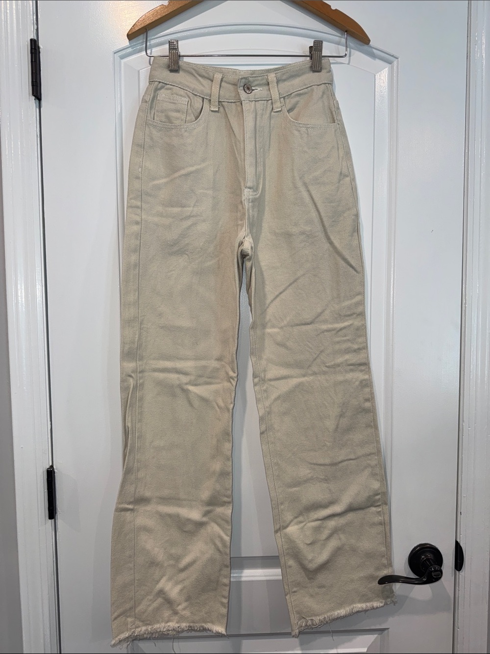 Cream Wide-Leg High-Rise Jeans Size 2